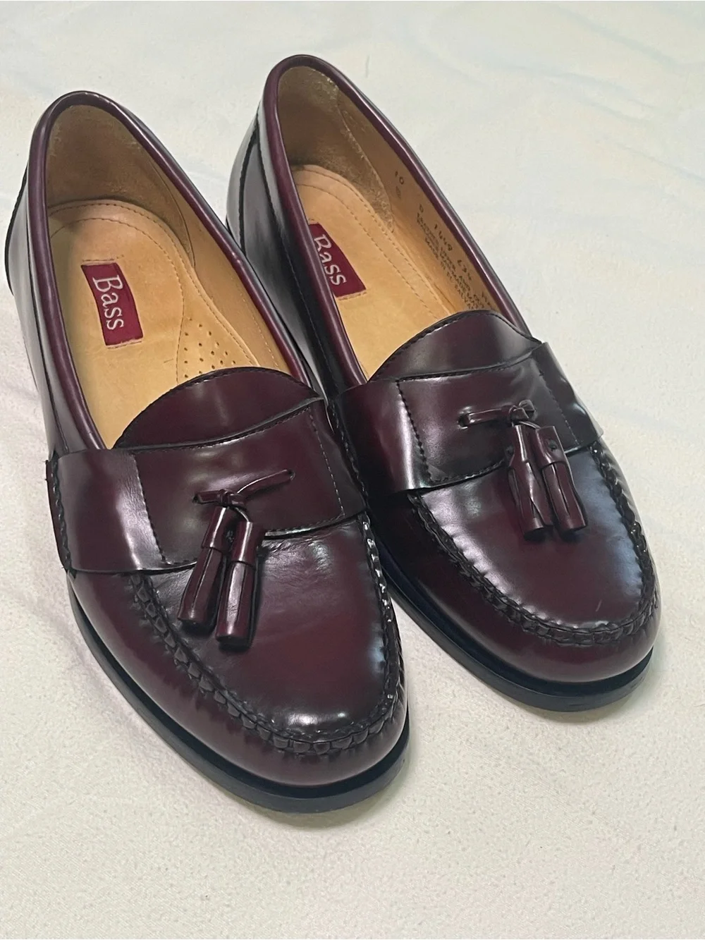 Bass Men’s Burgundy Tassel Penny Loafers